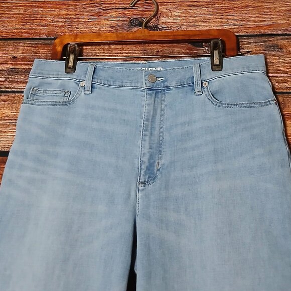 Lands End Jeans Size 14 High Rise Wide Leg Light Wash Blue Denim Stretch - Picture 4 of 9